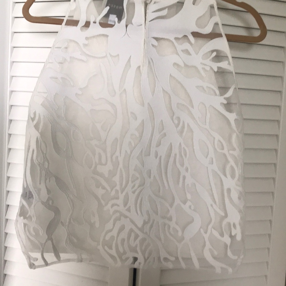 Mason White Open Mesh Lace Back Top